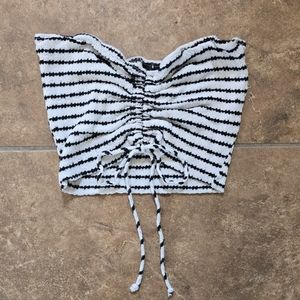 White Black Ruched LunaChix Tube Top